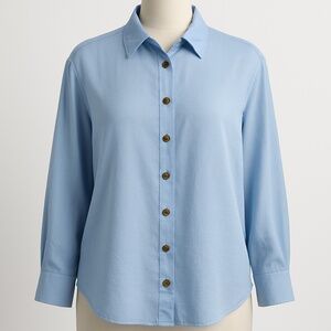 Miss Love Light Blue Button-Down Blouse -- Effortless & Versatile